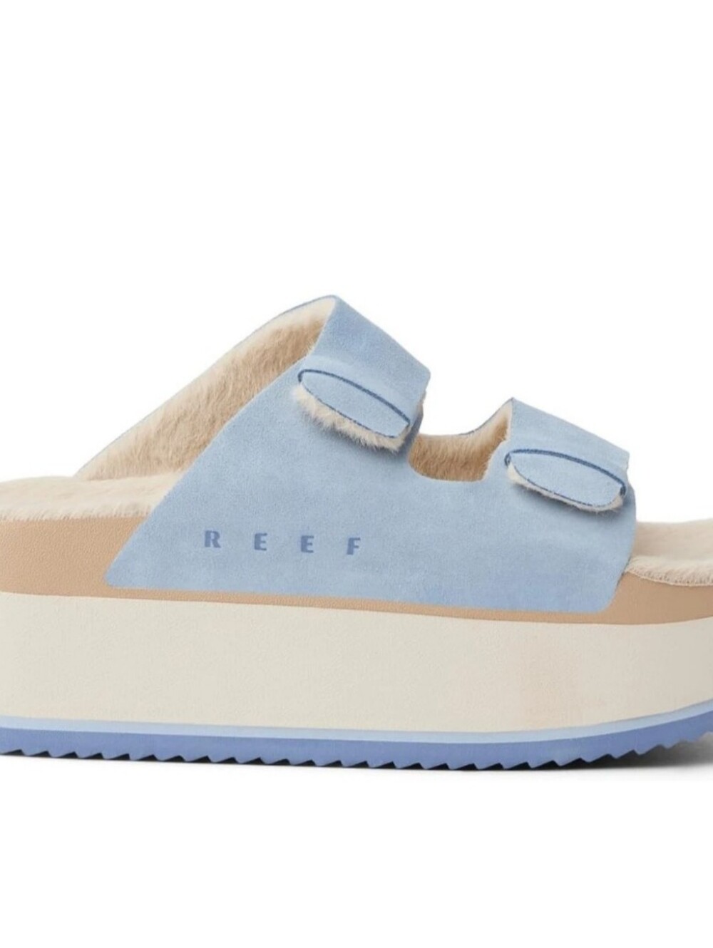 NEW! Reef Light Blue Shearling Platform Slide Mules sz 8 NWT - Picture 5 of 12